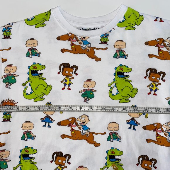 Rugrats Nickelodeon White Graphic All Over Cropped Crop Shirt 90s Womens Small - Picture 8 of 14